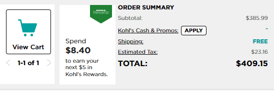 How to view your kohls cart